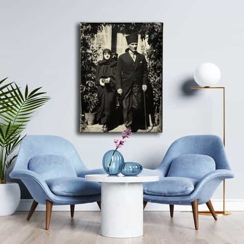 Makbule Hanım ve Atatürk Kanvas Tablo Makbule Hanım ve Atatürk Kanvas Tablo