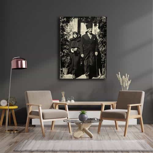 Makbule Hanım ve Atatürk Kanvas Tablo Makbule Hanım ve Atatürk Kanvas Tablo