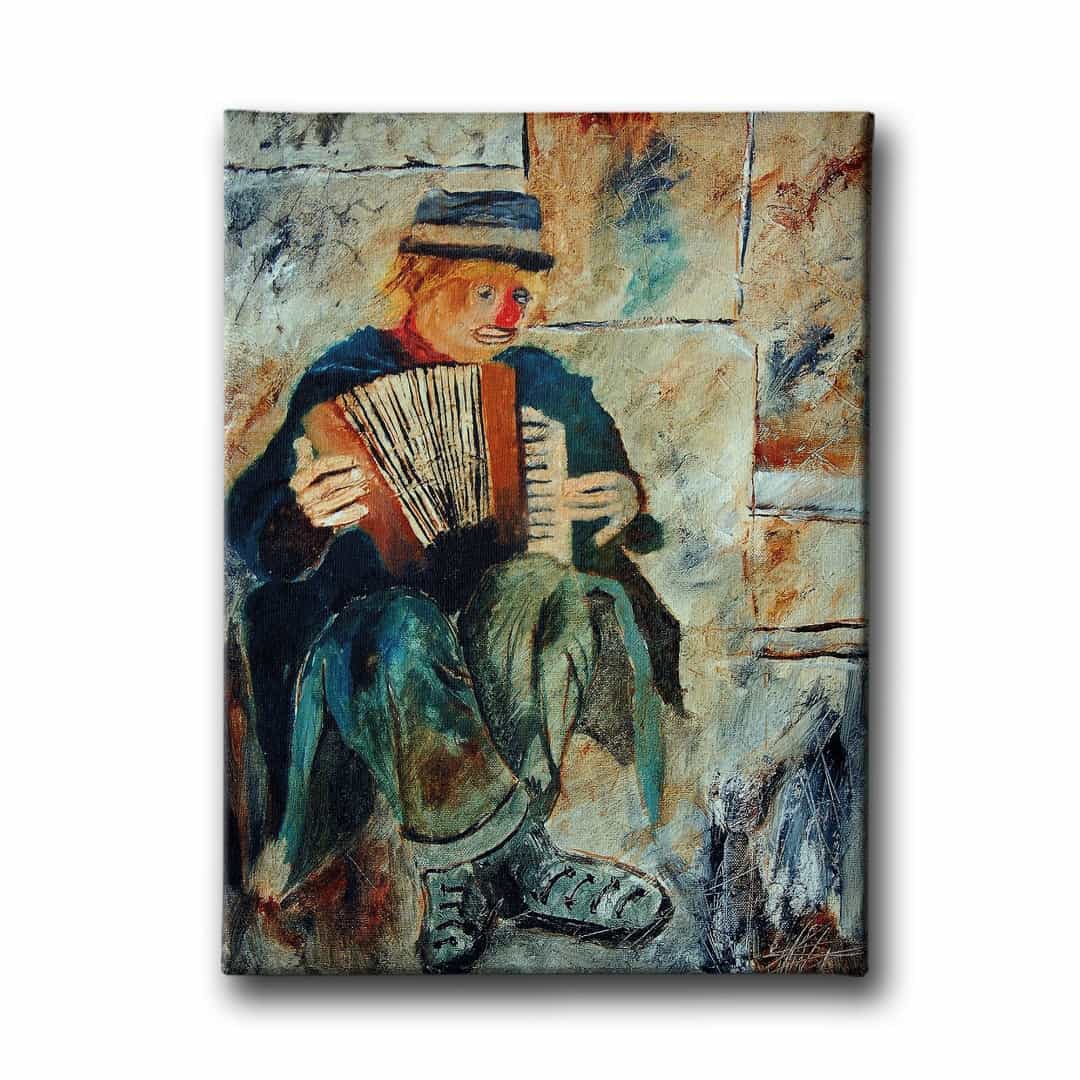 Akordion Çalan Palyaço Kanvas Tablo Akordion Çalan Palyaço Kanvas Tablo