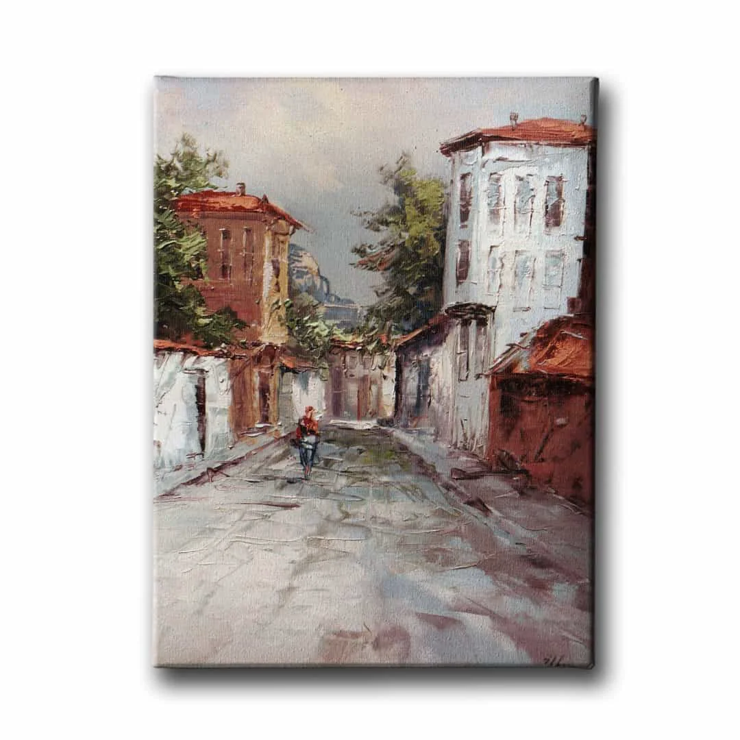 Sokak Yagli Boya Kanvas Tablo