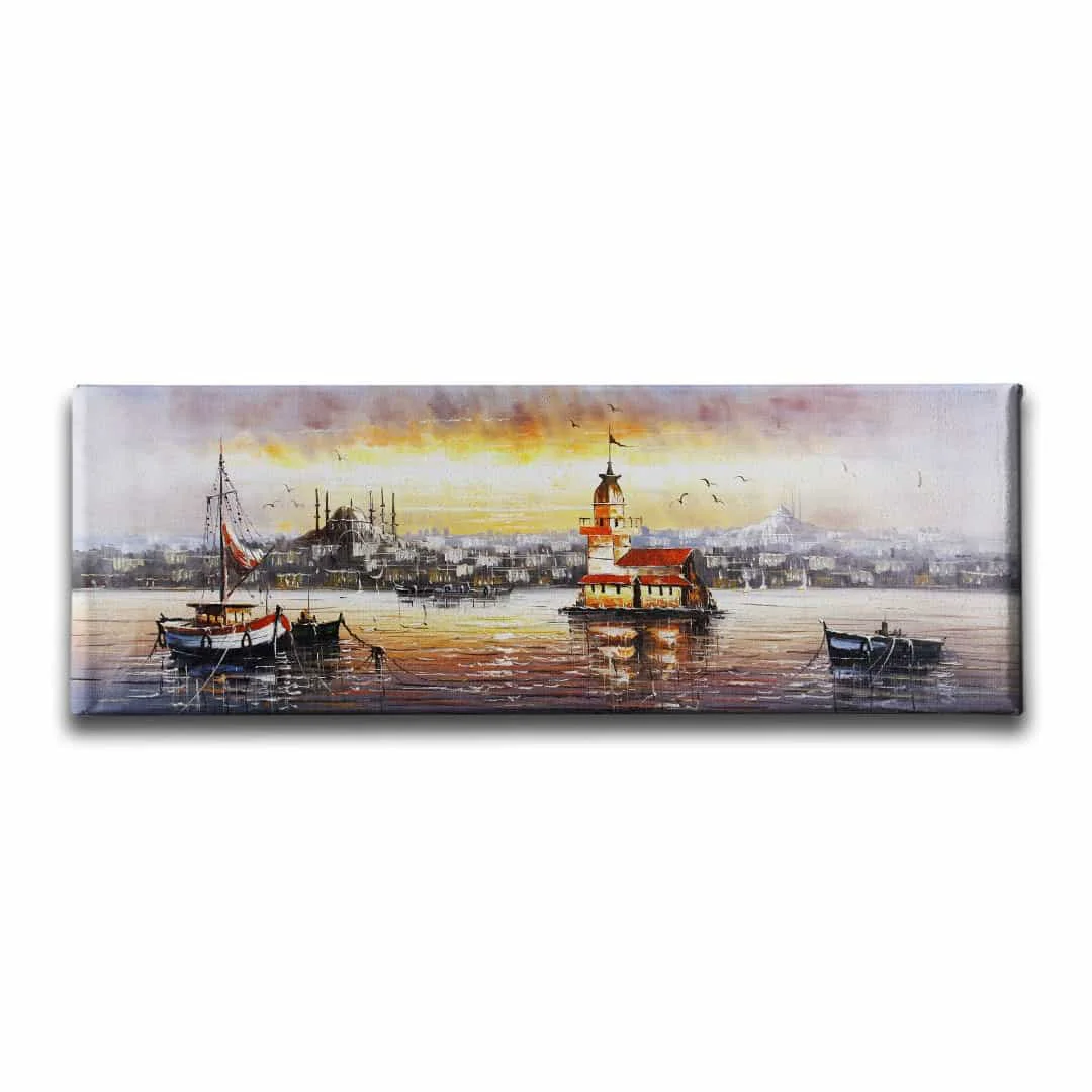 Istanbul Manzara Panoramik Kanvas Tablo