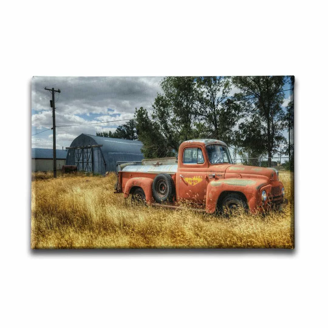 Klasik Kirmizi Chevrolet Kamyonet Canvas Tablo